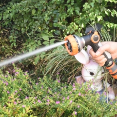 Pistola rociadora de agua para jardín con válvula de pulgar de 8 patrones