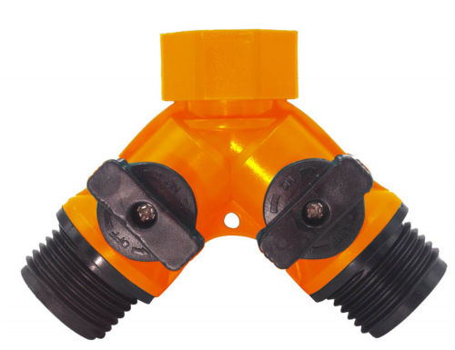 Plastic 2-way garden water hose splitter