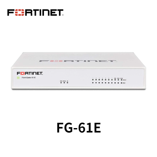 FG-61E 	Fortinet FG-61E, 10 x GE RJ45 ports (including 2 x WAN Ports, 1 x DMZ Port, 7 x Internal Ports), 128GB SSD onboard storage. Max managed FortiAPs (Total / Tunnel) 10 / 5 FG-61E - Fortinet NGFW Entry-level Series FortiGate 61E