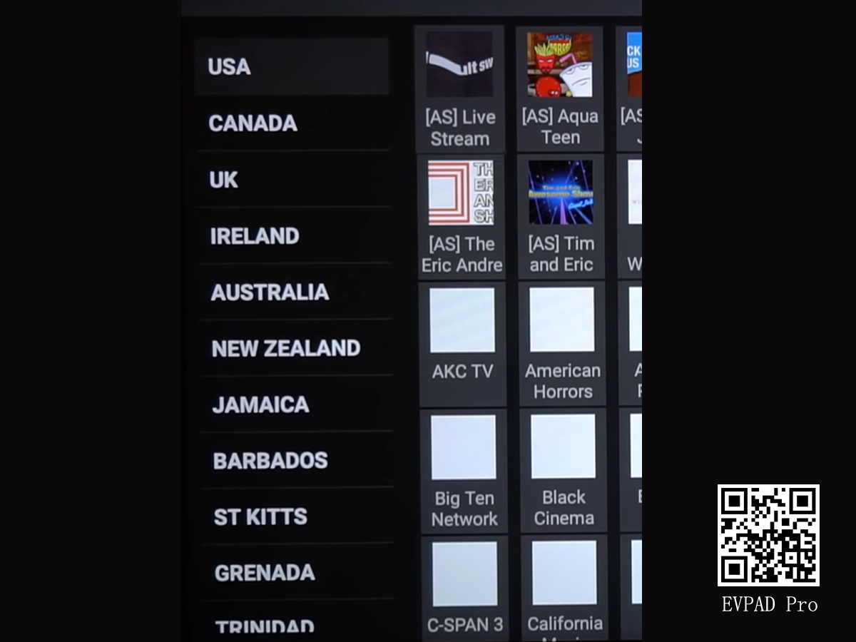 EVPAD Kotak TV dengan kontrol suara cerdas dan pilihan multi-negara