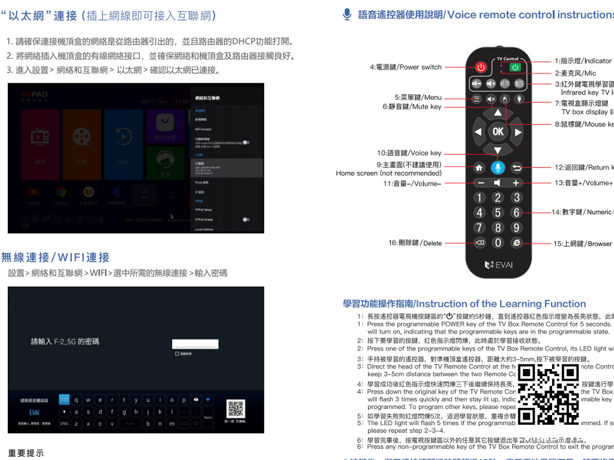 Manual do usuário do EVPAD Multifunctional Smart Voice TV Box