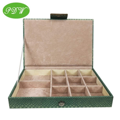 Elegant storage jewelry display box with metal closure