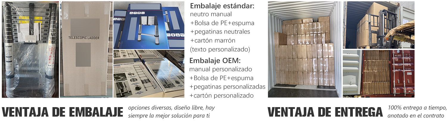 Escalera telescópica de un botón de 10,5 pies/3,2 m, escalera de tijera extensible plegable, fabricante y proveedor de escalera telescópica de aluminio, escalera telescópica de China