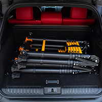 Telescopic ladder in car trunk