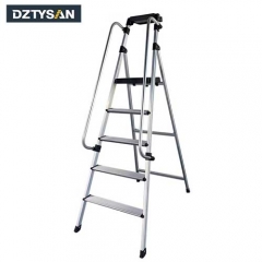 Safest Big Step Aluminum Step Ladder with Removable Handrail