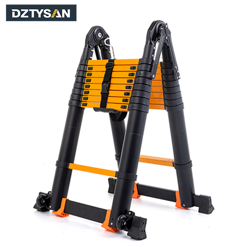 Aluminum A-frame Black Telescopic Step Ladder