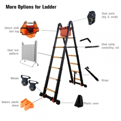 Aluminum A-frame Black Telescopic Step Ladder