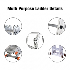 Portable Aluminum Foldable Multipurpose Ladder with Standing Platforms