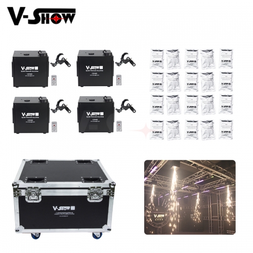 4pcs With Flightcase And 20 Bags Ti Powder 650w Fall Spark Firework Machine Dmx Remote Ceiling Wedding Stage Effect Machine