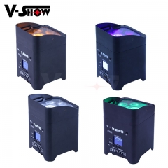 4pcs Battery  Wireless DMX Wifi Remote Led Wedding Uplight 6x18w RGBWAUV 6in1 LED Par DJ Light For Church Party