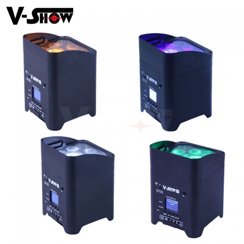 4pcs Battery  Wireless DMX Wifi Remote Led Wedding Uplight 6x18w RGBWAUV 6in1 LED Par DJ Light For Church Party