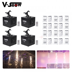 4pcs Machine And 20 Bags Powder 650w Ceiling Fall Cold Spark Firework Machine For Wedding Dmx Remote Control Fountain Firework