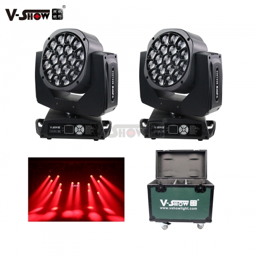 2pcs With Flightcase 19x15w Big Bee Eyes Beam Moving Head Light RGBW 4in1 Zoom Stage Light Led Dmx512 Dj Disco Light