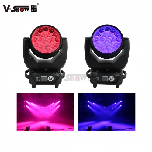 slow shipping  2pcs AURA 19x15W RGBW 4in1 Beam Wash Moving Head Light With Zoom Backlight Function Led Dmx Dj Light For Disco Bar Nightclub