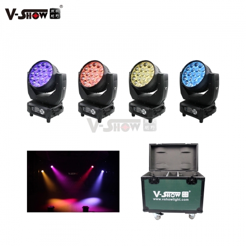 4pcs With Flight Case AURA 19x15W RGBW Led Moving Head Light Beam Wash With Zoom Backlight Stage Dj Light For Bar Wedding Church