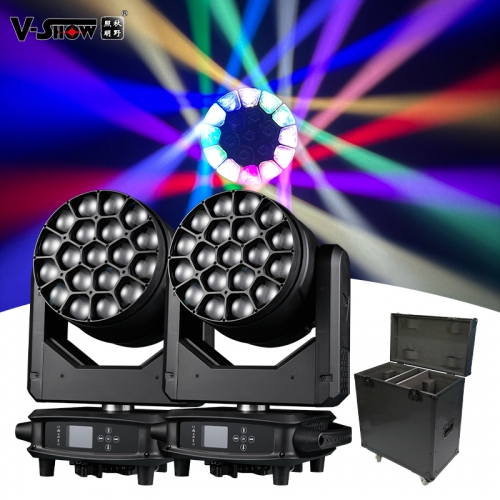 V-Show 2pcs with flycase Moving Head 19x40W RGBW LED Beam Wash Big Eye Moving Head DMX Stage Lights