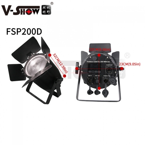 To USA  by sea 4PCS FSP200D 200W 5400K Waterproof IP65 DMX512 control Outdoor LED Folding Fresnel Spotlight Manual Zoom