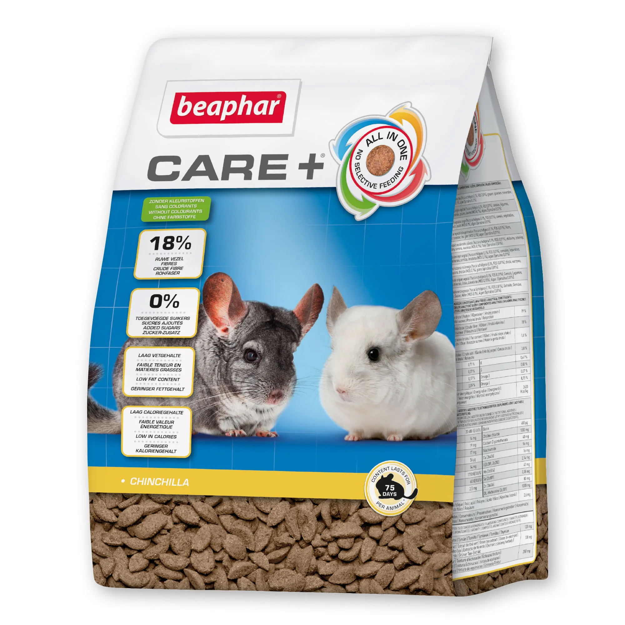 新版 Beaphar CARE+ Chinchilla 高纖維美毛護膚健齒營養 龍貓糧 1.5KG