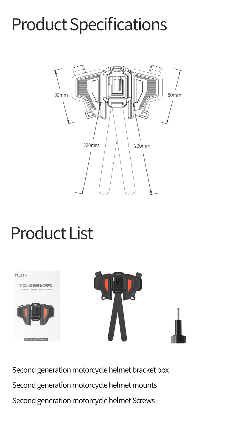 TELESIN The Newest Motorcycle Helmet Strap Mount