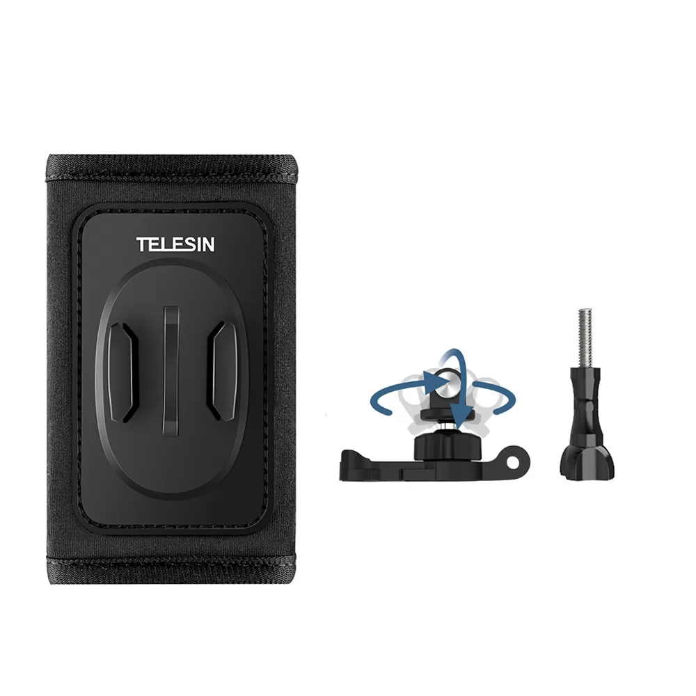 TELESIN 360° Rotate Backpack Mount Quick Release Adjustable Buckle Double J-hook