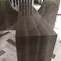 Mesa cuadrada de grano de madera de piedra de mármol