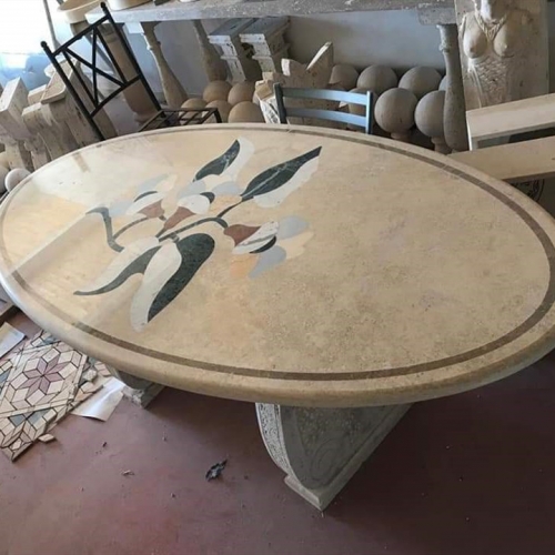 Marble Stone Elliptical Table