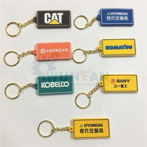 Excavator Heavy Equipment machinery rubber key chain for catterpillar komatsu hitachi kobelco