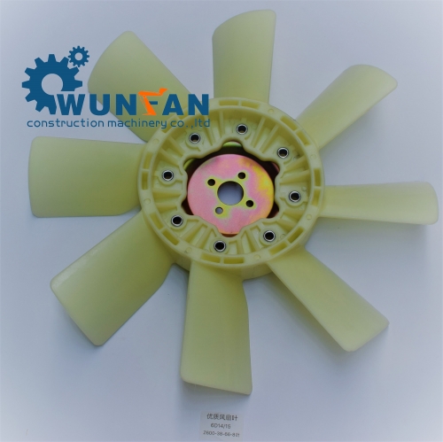 high quality excavator kobelco 6D14 Engine spare parts 8 blade Cooling Fan Blade with size 600*38*66