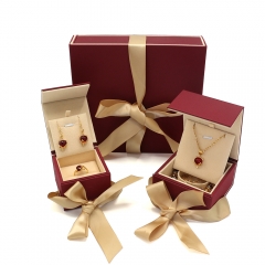 High quality classic gift box with red ribbons for jewelry gift packaging box for jewelry