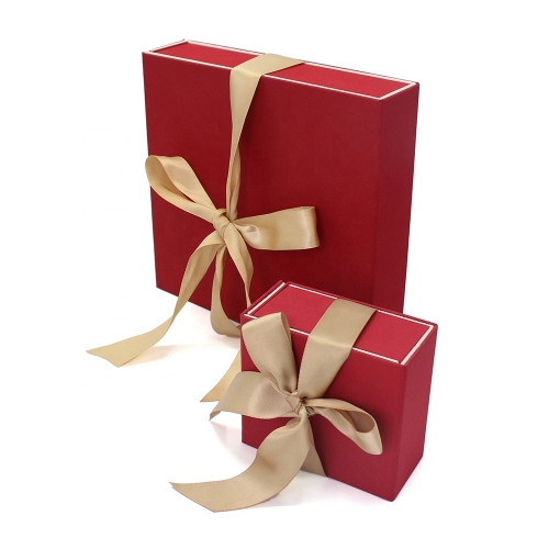 High quality classic gift box with red ribbons for jewelry gift packaging box for jewelry