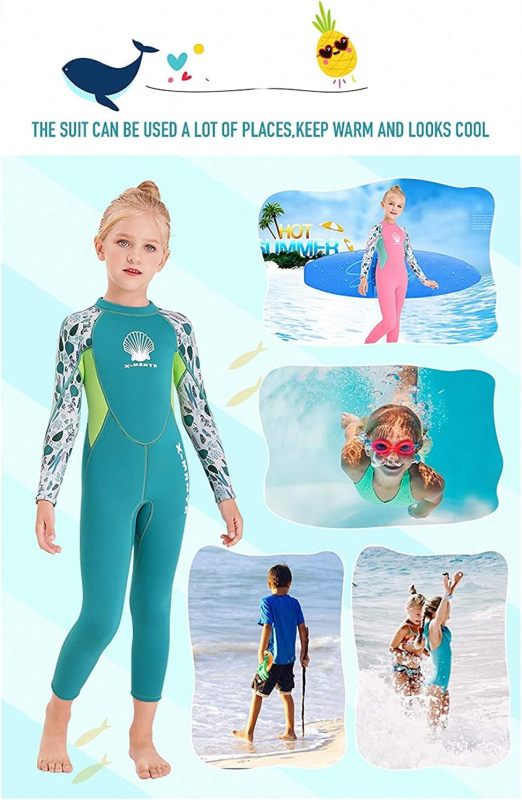 MWTA Wetsuit for Kids Boys Girls 2.5mm Neoprene Thermal Swimsuit Fullsuit Wet Suits Long Sleeve for Toddler Child Junior Youth Swimming, Diving, Surfing
