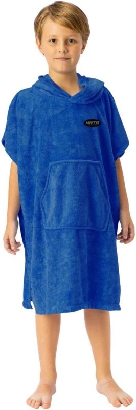MWTA Surf Poncho for Kids with Hood, Quick Dry 80% Microfiber Polyester Changing Robe Beach Towel W/Outside Pocket - Outdoor, Surfing, Swimming, Bathing, Travelling, Camping, Pool (Angel Blue)…