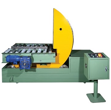conveyorized steel coil tilter connect with coil wrapping machine