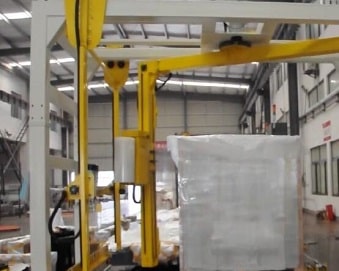 four masts fully automatic rotary arm pallet stretch wrapping line