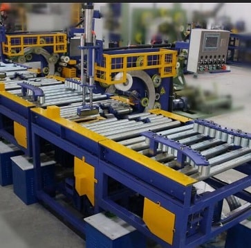 inline coil wrapper machine packing steel coils and wire spools-min