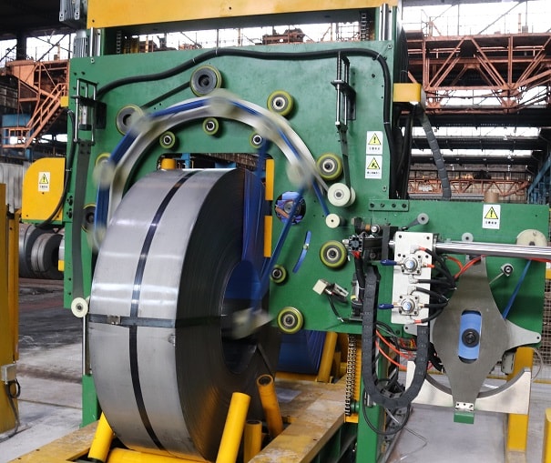 Steel coil wrapping machine packing slit coils