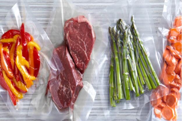 vacuum packaged food meat fruit and vegetable