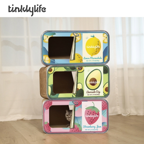 FUN TINKLYLIFE DESIGN CANNED FRUIT CAT HOUSE and SCRATCHER