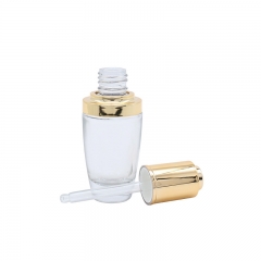 30ml 60ml Empty Cosmetic Dropper Bottles Glass Material Golden Cap