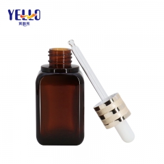 50ml Eco Plastic Clear Dropper Bottle Square Shape Amber Color SGS