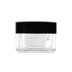 Transparent Acrylic Cosmetic Cream Jar 50g Square Shape Black Cap