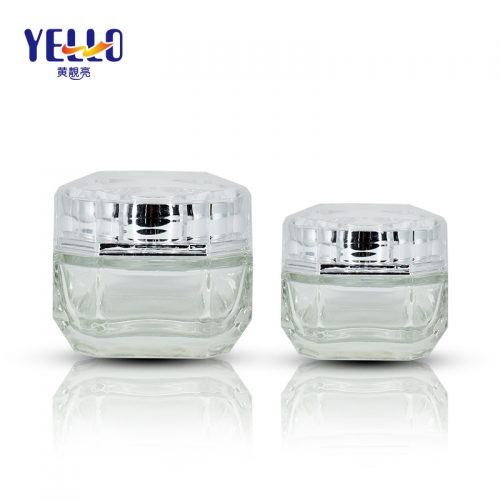 Durable Custom Cosmetic Jars , Glass Material Empty Face Cream Jars