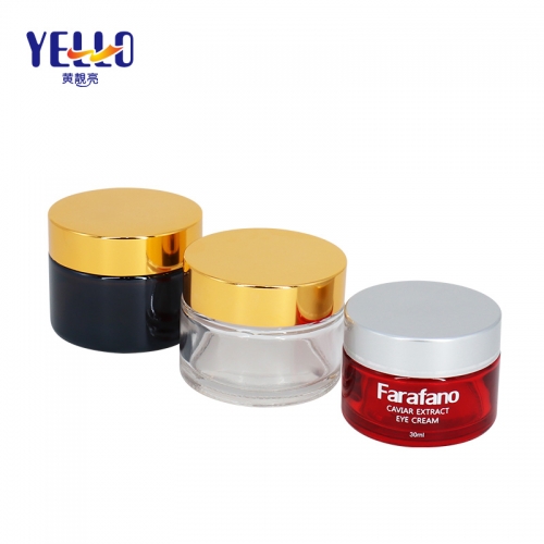 Luxury Round Cosmetic Glass Cream Jars , Glass Lotion Jars For Skin Care