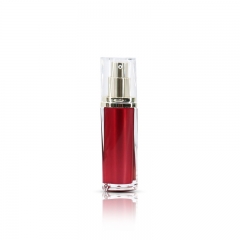 Triangle Shape Acrylic Lotion Pump Bottle 30ml With Red Color Silk Printing