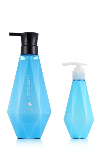 Blue Empty Plastic Shampoo Bottles , PETG Plastic Pretty Shampoo Bottles