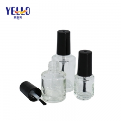 Customized Round Clear Glass Nail Polish Container 5ml 10ml 15ml With Brush Lid