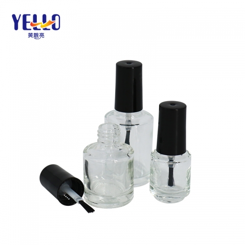 Customized Round Clear Glass Nail Polish Container 5ml 10ml 15ml With Brush Lid