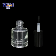 Customized Round Clear Glass Nail Polish Container 5ml 10ml 15ml With Brush Lid