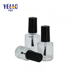 Customized Round Clear Glass Nail Polish Container 5ml 10ml 15ml With Brush Lid