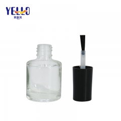 Customized Round Clear Glass Nail Polish Container 5ml 10ml 15ml With Brush Lid